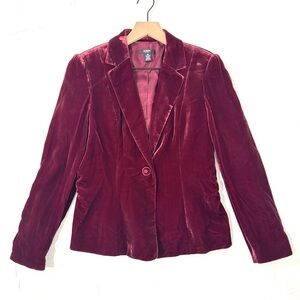 Alfani Petite Burgundy Velvet Blazer Jacket 8P – Silk Blend
